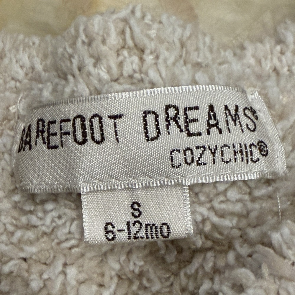 Barefoot Dreams CozyChic Baby Teddy Fleece Cardigan Sweater Cream 3-12 Months - Picture 2 of 6